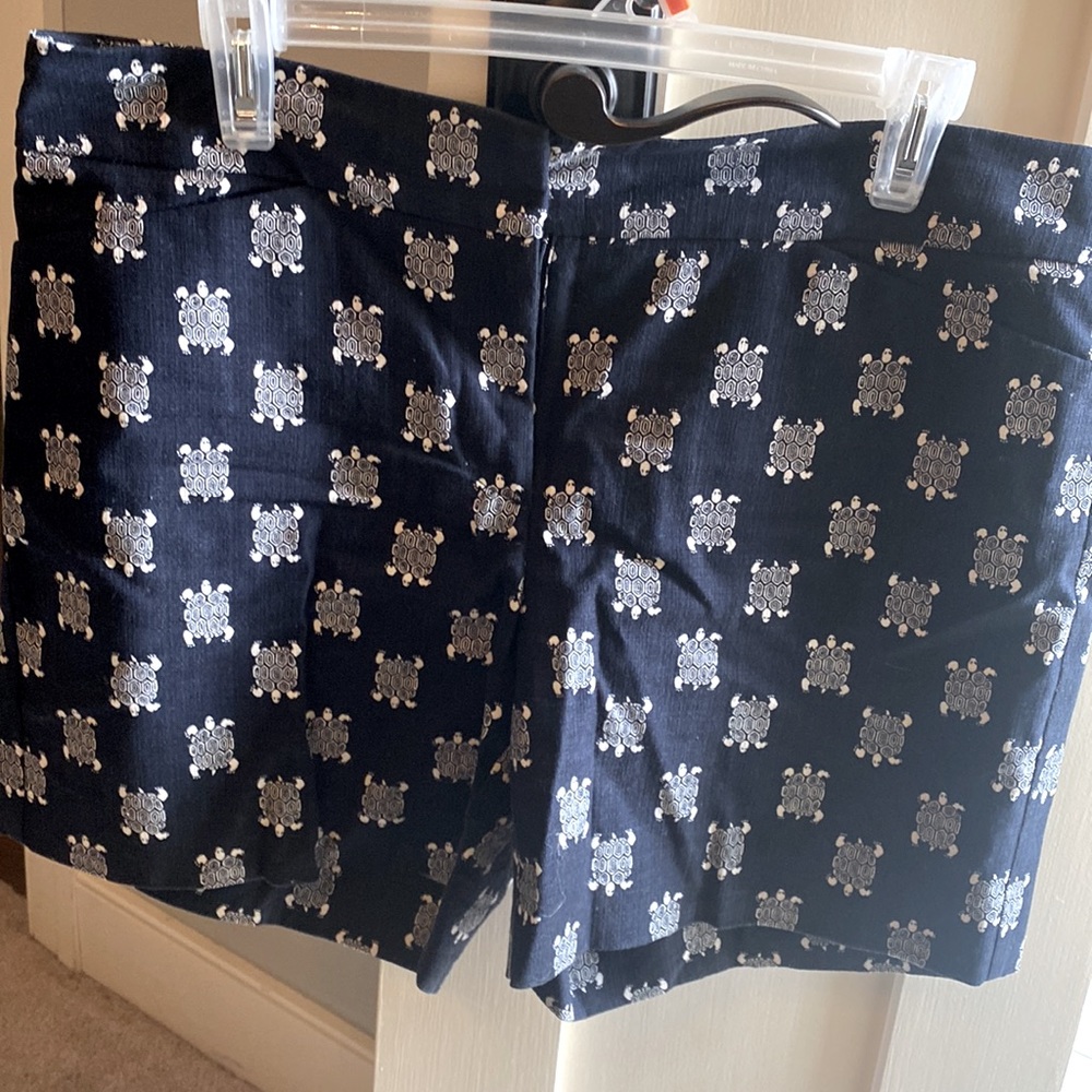 Navy and white shorts with turtles